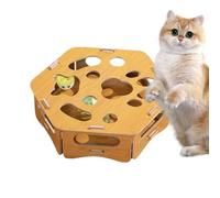 Cat Nail File Toy,Wooden Interactive Toy,Cat Scratcher Box with 3 Bell Balls - for Exercise Boredom Relief Paw Grooming Indoor Play