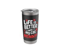 Cat Name Benny Life is Better with My Cat Benny Stainless Steel Insulated Tumbler