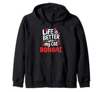 Cat Name Bonsai Life Is Better With My Cat Bonsai Zip Hoodie