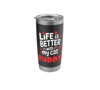 Cat Name Buddy Life is Better with My Cat Buddy Stainless Steel Insulated Tumbler
