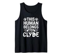 Cat Name Clyde This Human Belongs to Clyde Funny Cat Lover Tank Top