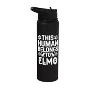 Cat Name Elmo This Human Belongs to Elmo Funny Cat Lover Stainless Steel Insulated Water Bottle