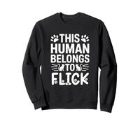 Cat Name Flick This Human Belongs to Flick Funny Cat Lover Sweatshirt