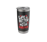 Cat Name Freya Life is Better with My Cat Freya Stainless Steel Insulated Tumbler