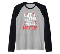 Cat Name Hattie Life is Better with My Cat Hattie Raglan Baseball Tee