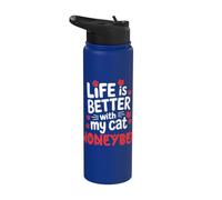 Cat Name Honeybee Life is Better with My Cat Honeybee Stainless Steel Insulated Water Bottle
