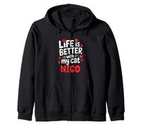 Cat Name Nico Life Is Better With My Cat Nico Zip Hoodie