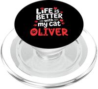 Cat Name Oliver Life Is Better With My Cat Oliver PopSockets PopGrip for MagSafe