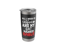 Cat Name Sable Gifts All I Need is Coffee Cat Named Sable Stainless Steel Insulated Tumbler