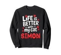 Cat Name Simon Life Is Better With My Cat Simon Sweatshirt, Adult Unisex, Black, XX-Large