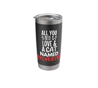 Cat Name Sylvester Design - All You Need is Love! Stainless Steel Insulated Tumbler