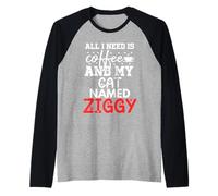 Cat Name Ziggy Gifts All I Need is Coffee Cat Named Ziggy Raglan Baseball Tee