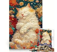 Cat Nap in Bloom Jigsaw Puzzles for Teenagers 1000 Brain Strength Leisure Escape Firm Interlock Chic Xmas Gift size 38x26cm