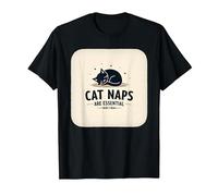 Cat Naps are Essential: Whimsical Feline Sleep T-Shirt, Men, Black, 5XL