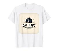 Cat Naps are Essential: Whimsical Feline Sleep T-Shirt, Men, White, 6XL