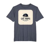 Cat Naps are Essential: Whimsical Feline Sleep T-Shirt, Men's Big and Tall, Heather Blue, 5X Tall