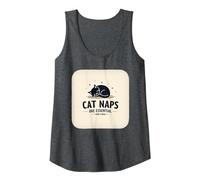 Cat Naps are Essential: Whimsical Feline Sleep Tank Top, Women, Dark Heather Grey, XXL