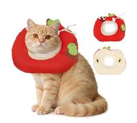 Cat Neck Wound Collar, Soft Cat Donut Collar after Surgery, Waterproof Kitten Soft Cone to Stop Scratching, Comfortable & Adjustable, Alternative to Elizabethan Cone, Red L