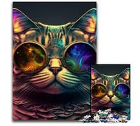 Cat Neon Jigsaws 1000 Pieces for Adults Jigsaw Puzzles for Adults Interactive Family Game, Brain Challenge, Educational Toy 50x75CM/19.68x29.52inch