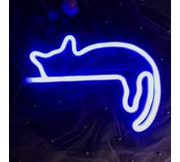 Cat Neon Sign USB or 3-AA Battery Operated Neon Sign LED Light Table Decoration Girls Bedroom Wall Decor Birthday Gifts for Kids Wedding Party Supplies Business Gifts (Blue)