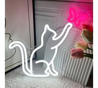 Cat Neon Signs, Cat Butterfly LED Neon Sign for Wall Decor, Cute Cat Neon Lights, Kawaii Animal 3D Wall Art Neon Light Sign for Bedroom Living Room Children Kids Girls Present Bar Home Party Birthday