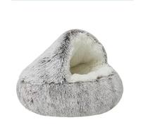 Cat Nest Accessories Round Warm Cats Bed Pet Products Sleeping Bag Winter Long Plush Cat Stuff Bed For Small Dogs(Coffee L,65x65cm)