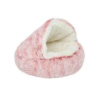 Cat Nest Accessories Round Warm Cats Bed Pet Products Sleeping Bag Winter Long Plush Cat Stuff Bed For Small Dogs(Pink L,60x60cm)