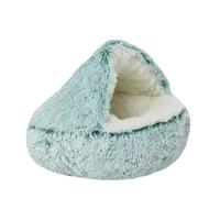 Cat Nest Accessories Round Warm Cats Bed Pet Products Sleeping Bag Winter Long Plush Cat Stuff Bed For Small Dogs(Green L,40x40cm)
