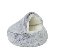 Cat Nest Accessories Round Warm Cats Bed Pet Products Sleeping Bag Winter Long Plush Cat Stuff Bed For Small Dogs(Gray L,65x65cm)
