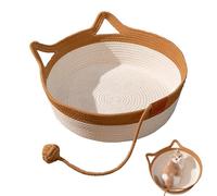 Cat Nest Bed - Cute Ear Design, Scratch-Resistant Handwoven Basket | Washable Cotton Rope, Foldable Style | Kitten Sleep Pod, Puppy Lounger, Indoor Pet Furniture, Small Animal Shelter, Breathable