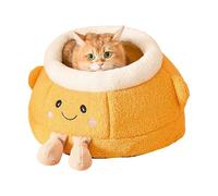Cat Nest Bed | cute Soft Warm Orange Shaped dog Supplies - Covered Dog Bed,for Indoor Winter Travel Car Camping Desk Bedside Window Chair Couch Room Shelter