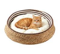 Cat Nest Bed - Soft Comfortable All-Season, Large Diameter with Plush Rim, Thick Faux Material, Self Warming Thermal Base, Round Cat Bed Basket Nest for Small Medium Large Breeds Living