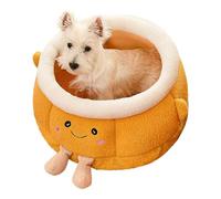 Cat Nest Bed | Warm Orange Shaped Cute Soft dog Supplies,Covered Dog Bed | for Indoor Outdoor Winter Travel Car Camping Desk Bedside Window Chair Couch Room