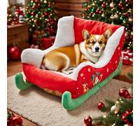 Cat Nest, Festive Plush Christmas Holiday Themed Pet Bed, Festive Insulated Nest for Winter Holiday Puppy Animal Calming Sleeping Cat Kitten Cold Weather Nights Indoor Rest