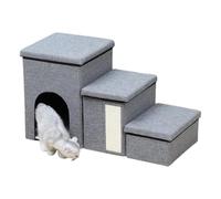 Cat Nest Organizer - Convertible Linen Cat Ladder, Portable Dog Stairs | Space Saving Design with Storage Compartment, Cozy Foldable Steps for Small Pets Sleeping Jumping Relaxing in Home