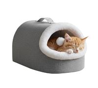 Cat Nest - Winter Pet Haven, Enclosed Catbed | Thermal Comfort Feline Habitat Cushion Pad, Insulated Plush Pet Retreat Sleeping Chamber Mat For Cold Season Wintertime Warmth