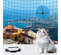 Cat Net for Balcony, 3 x 4 m Cat Net Balcony No Drilling, Cat Net Reinforced Wire, Cat Protection Window, Cat Protection Net, Balcony Net with Mounting Rope and Accessories, for Balconies/Patios