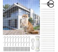Cat netting for balcony 10 x 3 m nylon 2.5 cm pigeon protection net hole with fixing rope accessories scissors and cable ties for window, patio