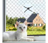 Cat Netting with Steel Wire - 4x3m Balcony Cat Protect Net, Balcony Netting for Cats Including Fastening Set, Weatherproof and Durable, Ideal for Catio Cats Outdoor Enclosures and Window Guard