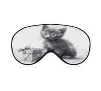 Cat Next to Gift Eye Mask, Side Sleeping Mask Light Blindfold Sleeping Mask Nose Pad and Elastic Band for Children Women and Men