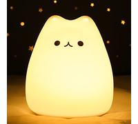 Cat Night Light Cat Lamp, Cute Nursery 7 Color Changing Kids Night Light with Tap Control, Battery Powered Squishy Silicone Soft Nightlight Gifts for Baby Girls Boys Children Toddler