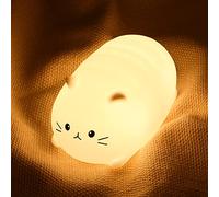 Cat Night Light Children, 7 Colour Changing LED Portable Touch Baby Lamp, USB Rechargeable Silicone Animal Night Light for Children Nursery Toddler Girls Birthday Gift Room Decor (Kitty)