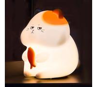 Cat Night Light for Kids-Cute Newborn Baby Night Light, 7 Colours Dimmable Touch Control Lights, Rechargeable Portable Lamps Silicone Nursery Night Lamp Toddler for Bedroom Camping, Living Room Decor