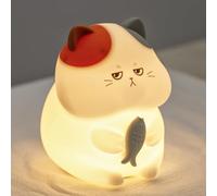 Cat Night Light, LED Squishy Animal Night Lamp Rechargeable, Novelty Nursery Lamp Nightlight, 7 Colors with 3 Levels Dimmable/Timmer Touch Lamp for Bedroom, Home Decor Cute Gifts for Girls Boys Adults