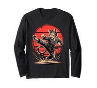Cat Ninja Fighter Karate Martial Arts Long Sleeve T-Shirt