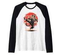 Cat Ninja Fighter Karate Martial Arts Raglan Baseball Tee