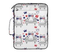 Cat No Kings in America Funny Folder for School Easy to Carry 3 Ringing 1.5 inch Sturdy Zipper Binder with Zipper Closure for Office Supplies