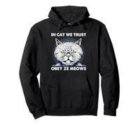 Cat Obey Ze Meows Ornate Feline Line Trust Kitty Lover Art Pullover Hoodie