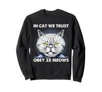 Cat Obey Ze Meows Ornate Feline Line Trust Kitty Lover Art Sweatshirt