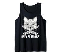 Cat Obey Ze Meows Ornate Feline Line Trust Kitty Lover Art Tank Top
